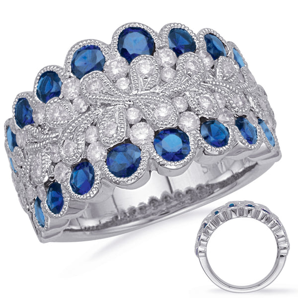 White Gold Sapphire & Diamond Ring - C5837-SWG