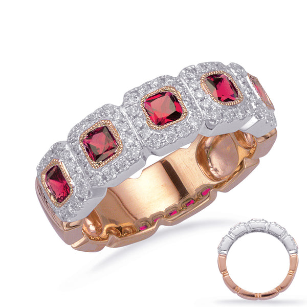 Rose & White Gold Ruby & Diamond Ring - C5838-RRW