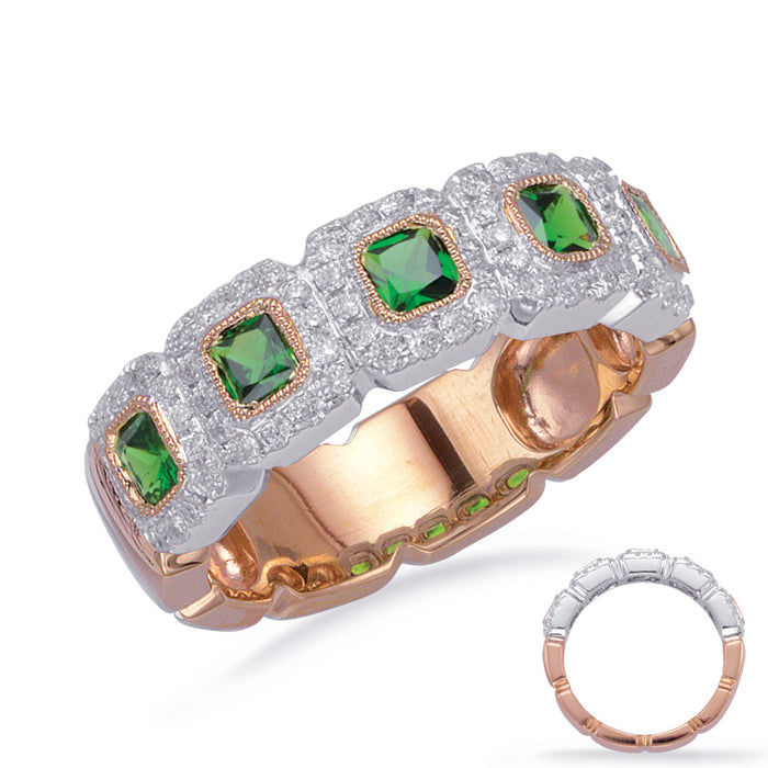 Rose & White Gold Tsavorite & Dia Ring - C5838-TSRW