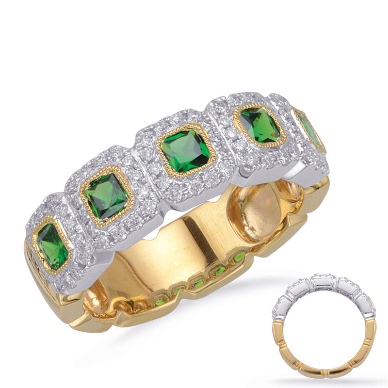 Yellow & White Gold Tsavorite & Dia Ring - C5838-TSYW