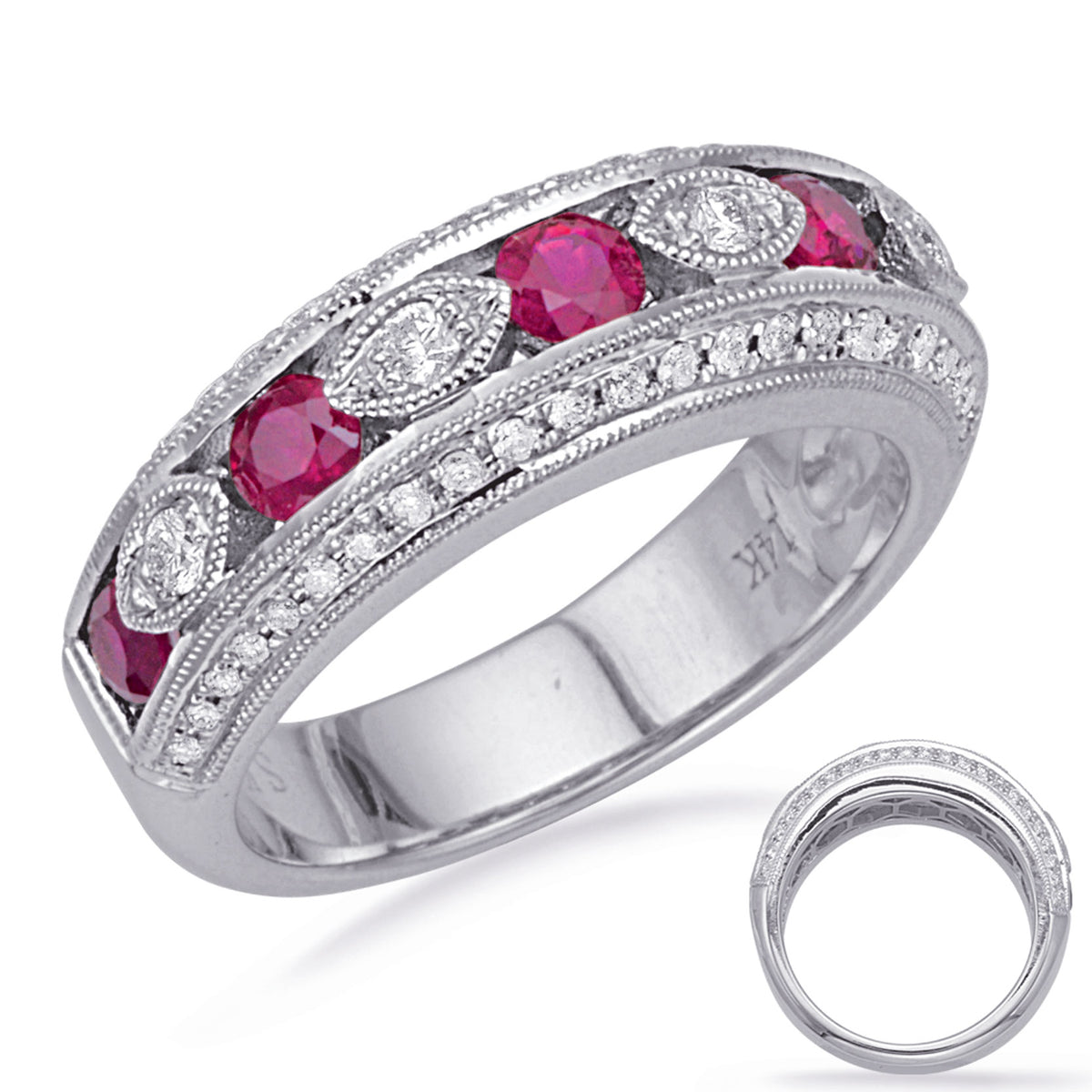 White Gold Ruby & Diamond Ring - C5839-RWG