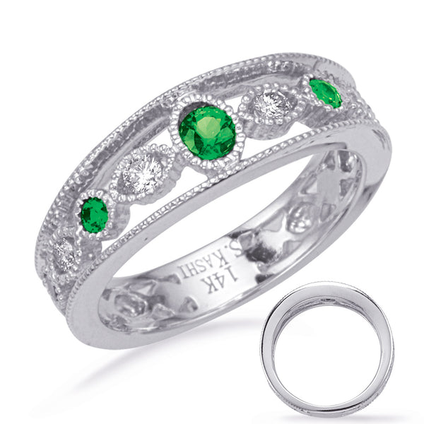 White Gold Emerald & Diamond Ring - C5840-EWG