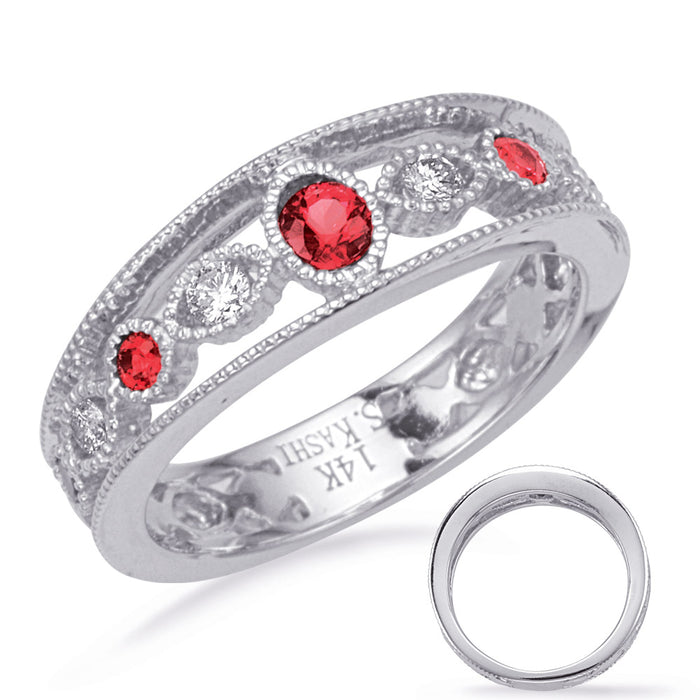 White Gold Ruby & Diamond Ring - C5840-RWG