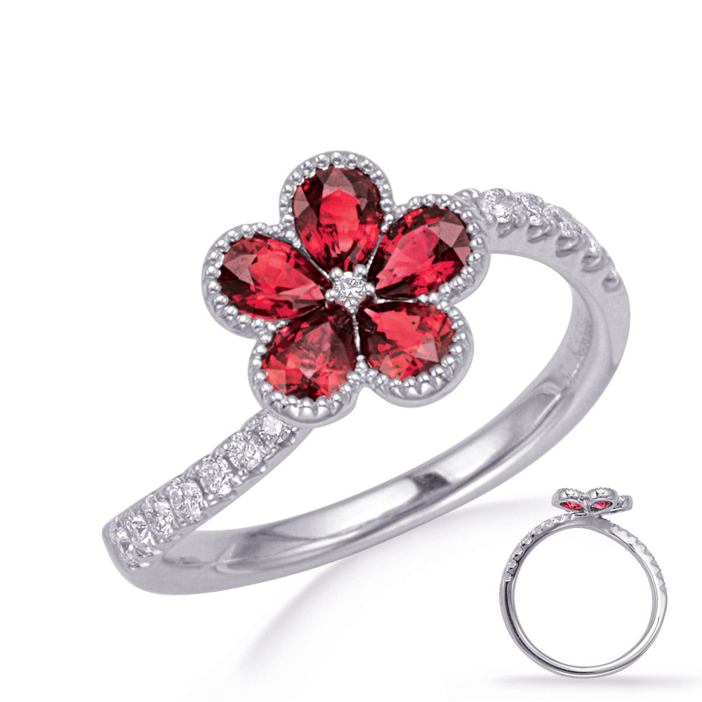 White Gold Ruby & Diamond Ring - C5841-RWG