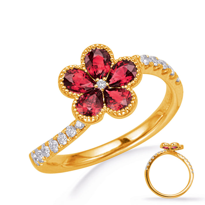 Yellow Gold Ruby & Diamond Ring - C5841-RYG