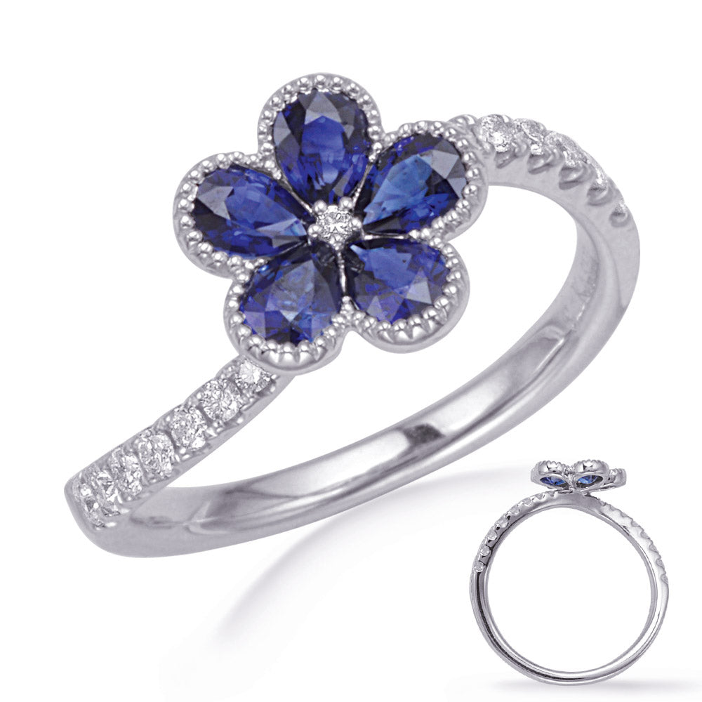 White Gold Sapphire & Diamond Ring - C5841-SWG