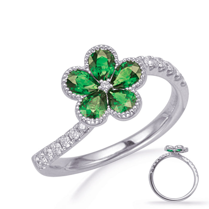 White Gold Tsavorite & Diamond Ring - C5841-TSWG