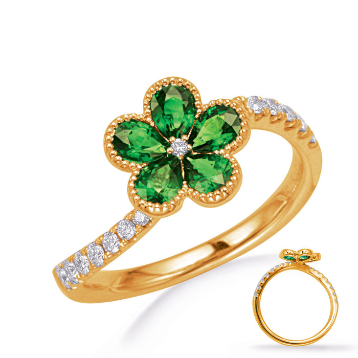 Yellow Gold Tsavorite & Diamond Ring - C5841-TSYG