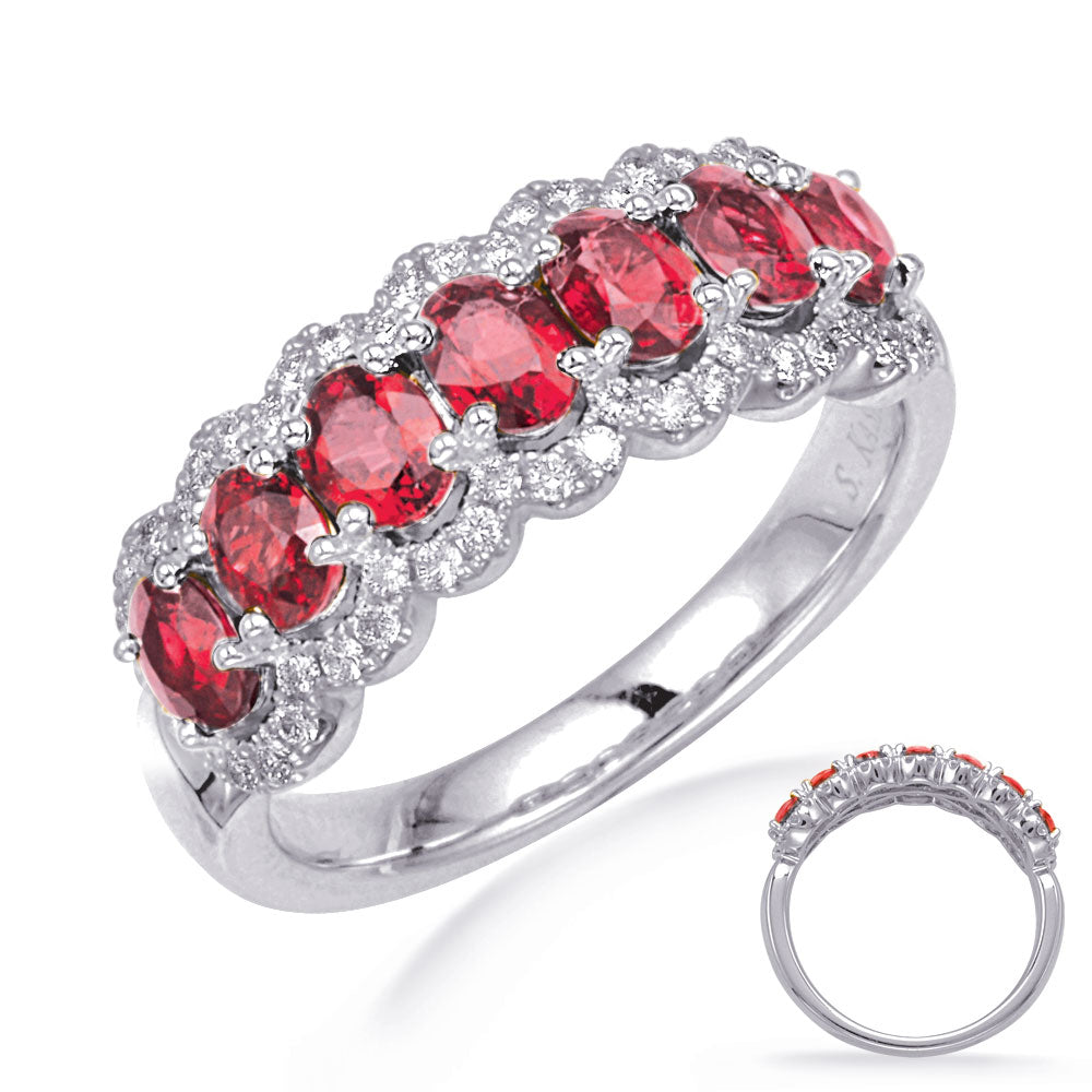 White Gold Ruby & Diamond Ring - C5842-RWG