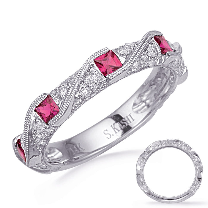 White Gold Ruby & Diamond Ring - C5843-RWG