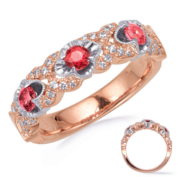 Rose & White Gold Ruby & Diamond Ring - C5844-RRW