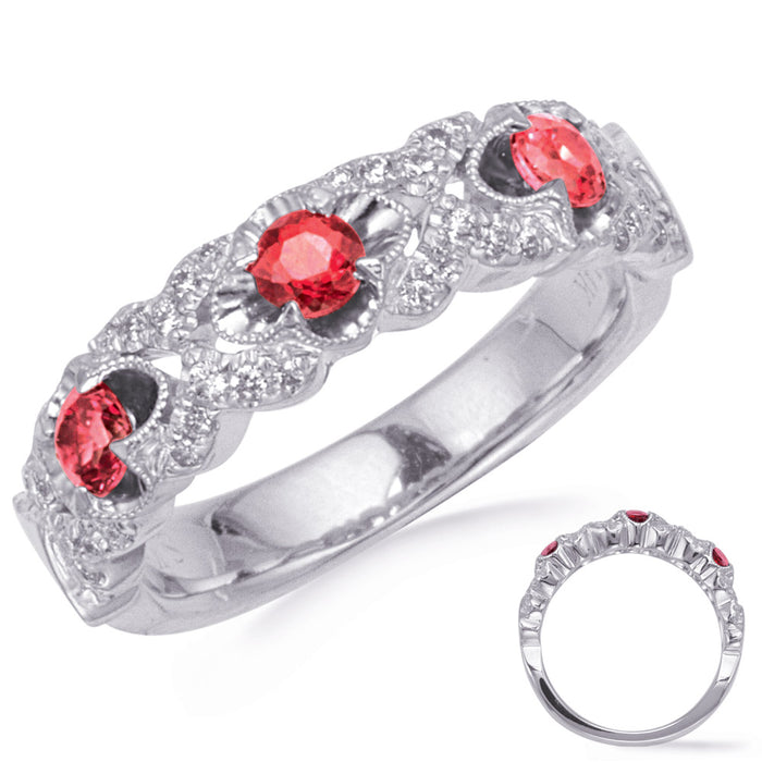 White Gold Ruby & Diamond Ring - C5844-RWG