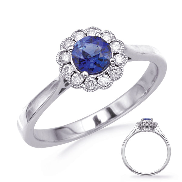 White Gold Sapphire & Diamond Ring - C5845-SWG