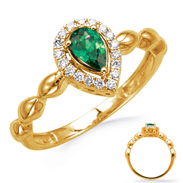 Yellow Gold Emerald & Diamond Ring - C5849-EYG