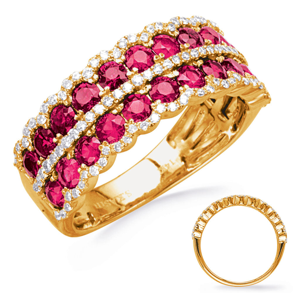 Yellow Gold Ruby & Diamond Ring - C5850-RYG