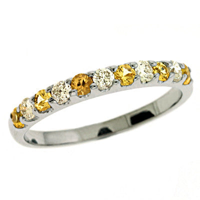 Yellow Sapphire Prong Set Band  # C6708-YSWG - Zhaveri Jewelers
