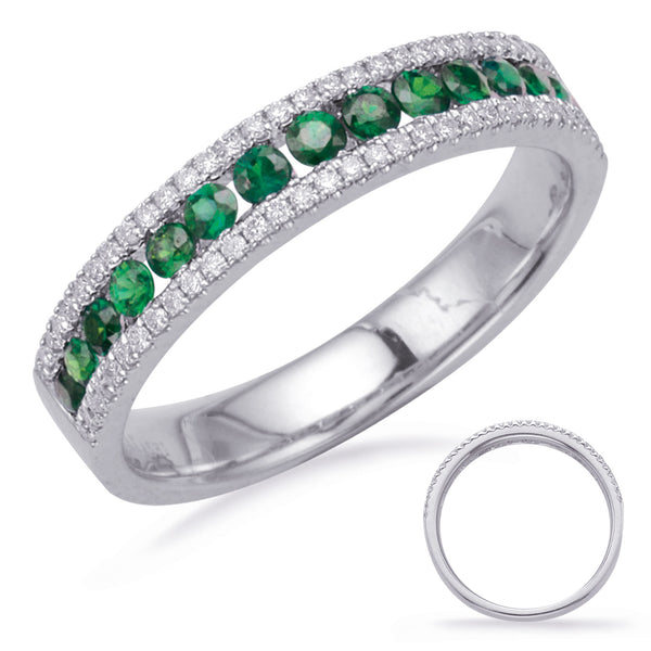 White Gold Emerald & Diamond Ring - C7326-EWG