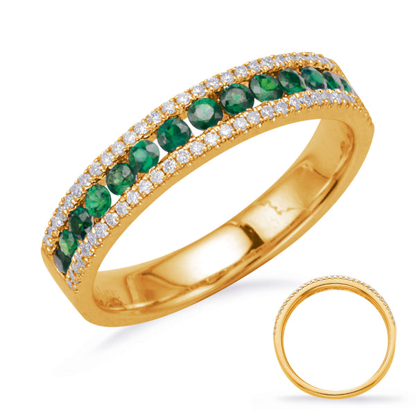 White Gold Emerald & Diamond Ring - C7326-EYG