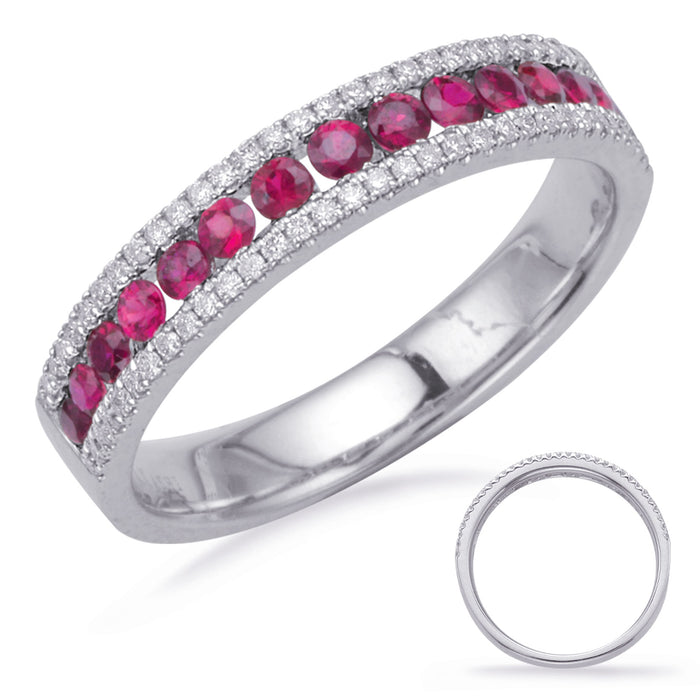 White Gold Ruby & Diamond Ring - C7326-RWG