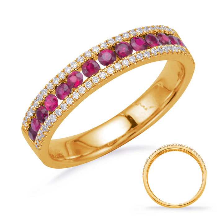 Yellow Gold Ruby & Diamond Ring - C7326-RYG