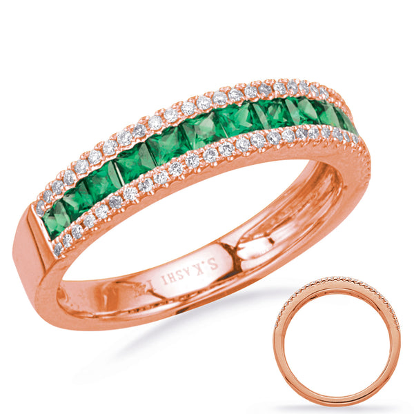 Rose Gold Emerald & Diamond Ring - C7656-ERG