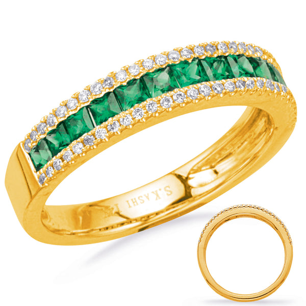 Yellow Gold Emerald & Diamond Ring - C7656-EYG
