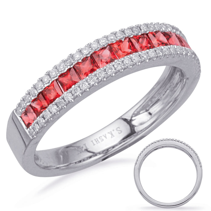 White Gold Ruby & Diamond Ring - C7656-RWG