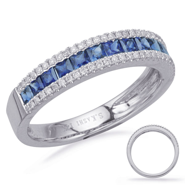 White Gold Sapphire & Diamond Ring - C7656-SWG