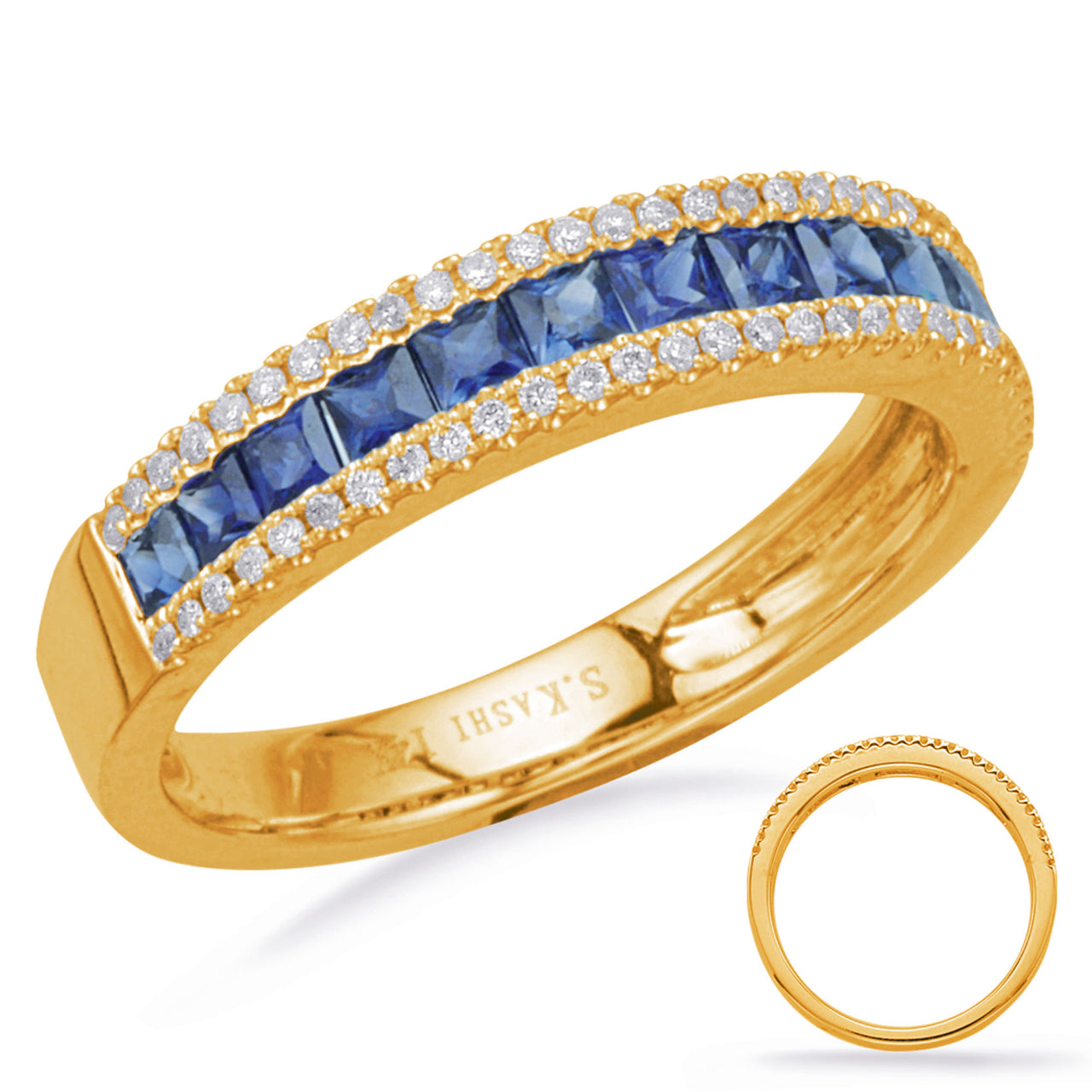 Yellow Gold Sapphire & Diamond Ring - C7656-SYG