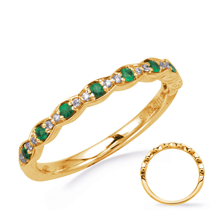 Yellow Gold Diamond & Emerald Band - C7948-EYG