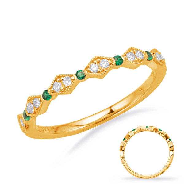 Yellow Gold Emerald & Diamond Ring - C8031-EYG