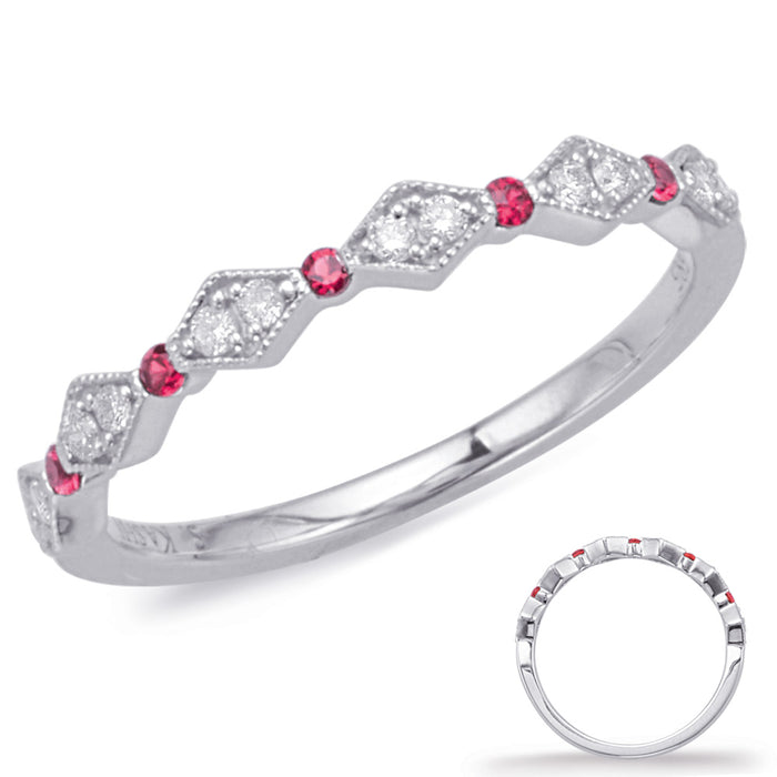 White Gold Ruby & Diamond Ring - C8031-RWG