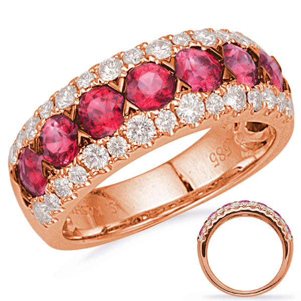 Rose Gold Ruby & Diamond Ring - C8032-RRG