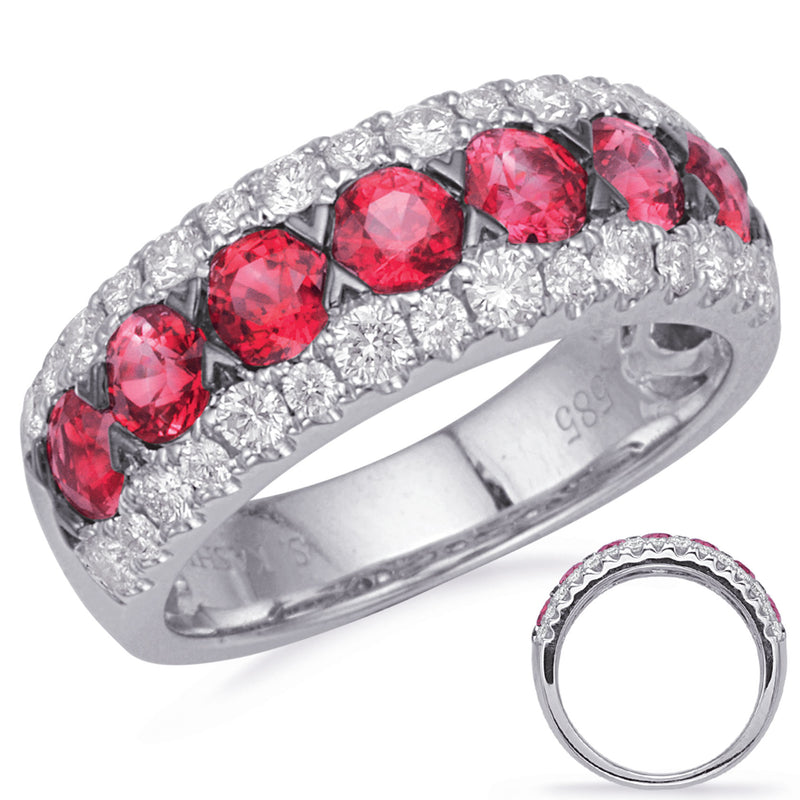 White Gold Ruby & Diamond Ring - C8032-RWG