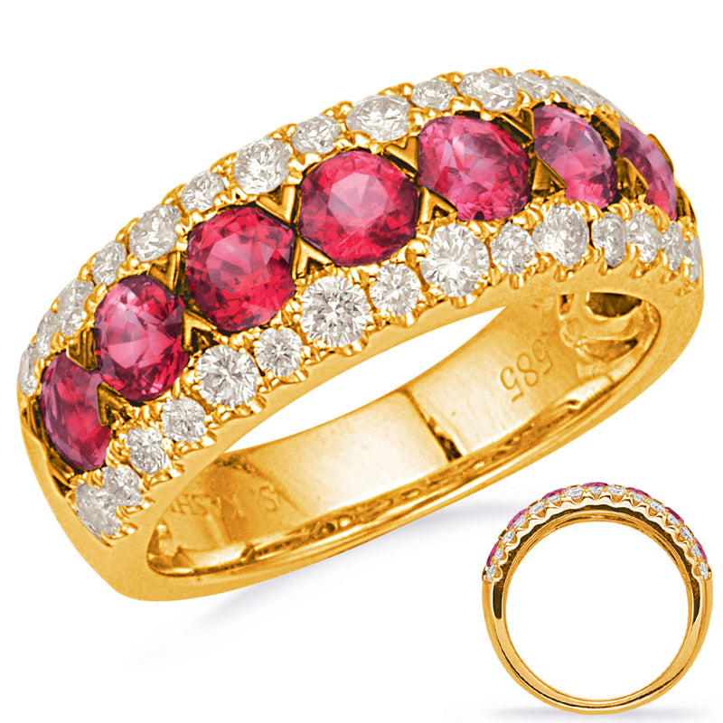 Yellow Gold Ruby & Diamond Ring - C8032-RYG