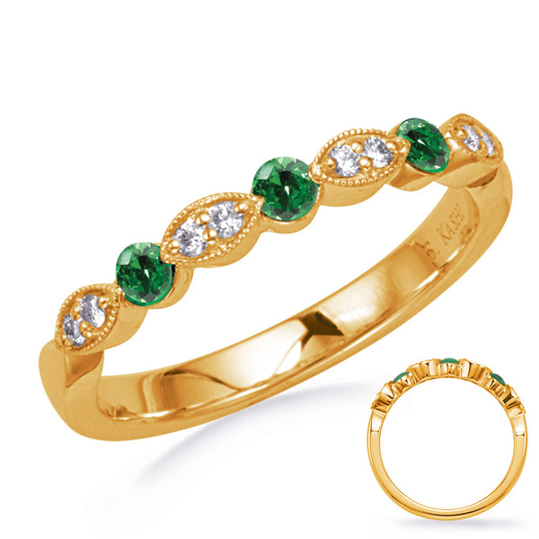 Yellow Gold Emerald & Diamond Ring - C8033-EYG