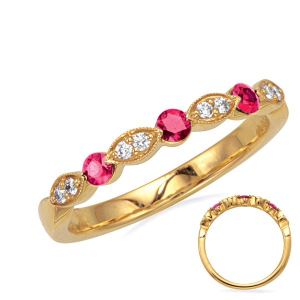 Yellow Gold Ruby & Diamond Ring - C8033-RYG
