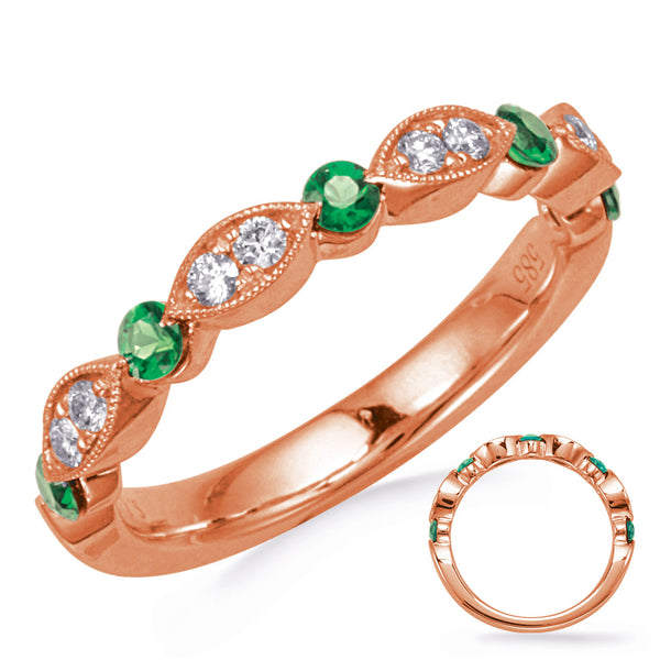 Rose Gold Emerald & Diamond Ring - C8034-ERG