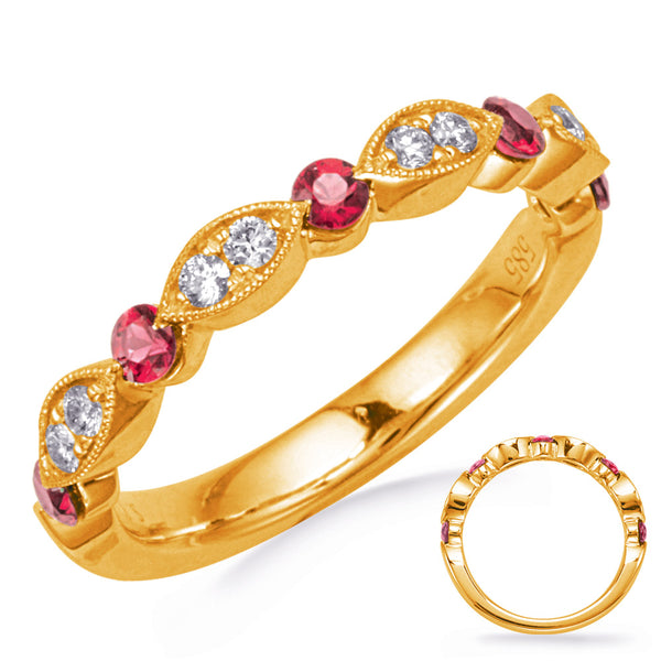 Yellow Gold Ruby & Diamond Ring - C8034-RYG