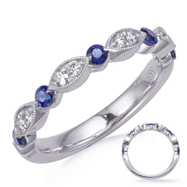 White Gold Sapphire & Diamond Ring - C8034-SWG