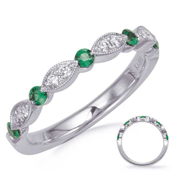 White Gold Emerald & Diamond Ring - C8055-EWG