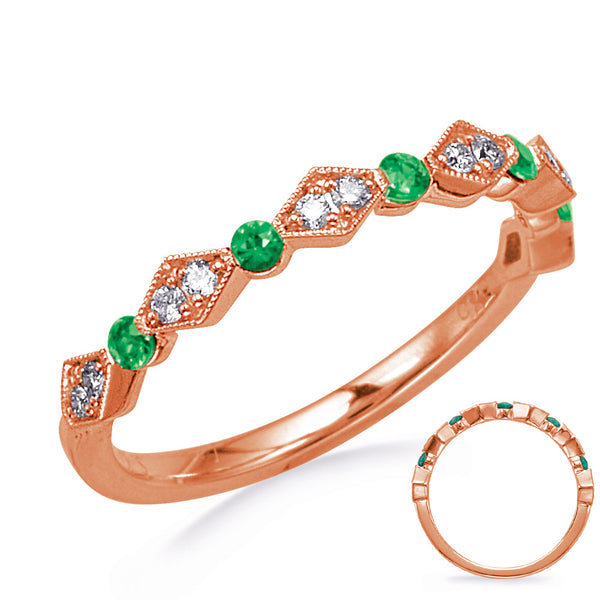 Rose Gold Emerald & Diamond Ring - C8056-ERG