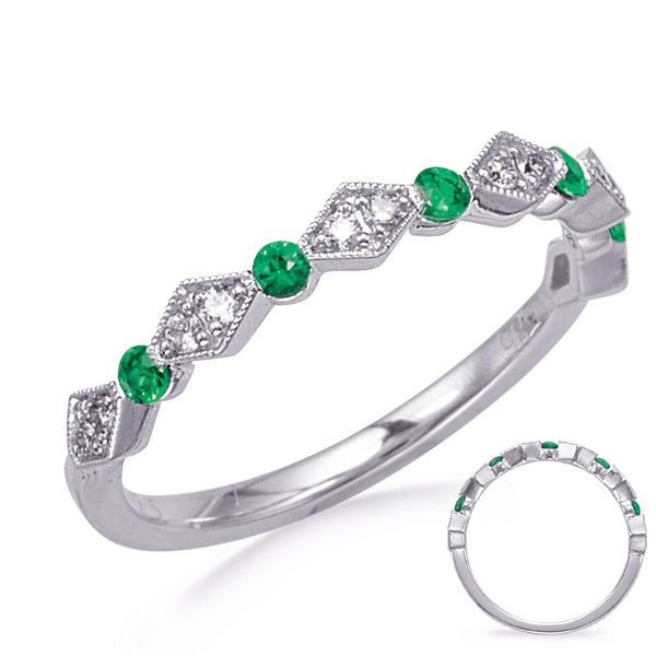 White Gold Emerald & Diamond Ring - C8056-EWG