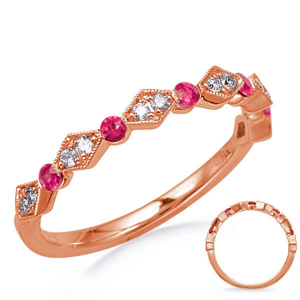 Rose Gold  Ruby & Diamond Ring - C8056-RRG