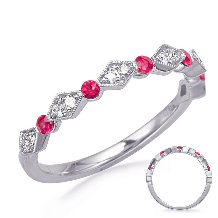 White Gold Ruby & Diamond Ring - C8056-RWG