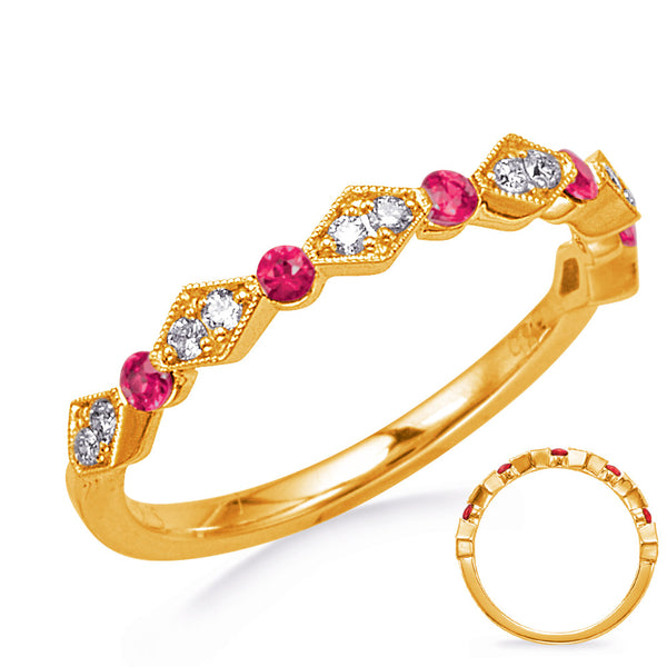 Yellow Gold Ruby & Diamond Ring - C8056-RYG