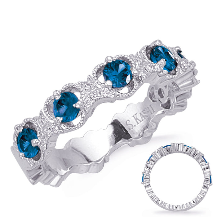 White Gold Sapphire & Diamond Ring - C8057-SWG