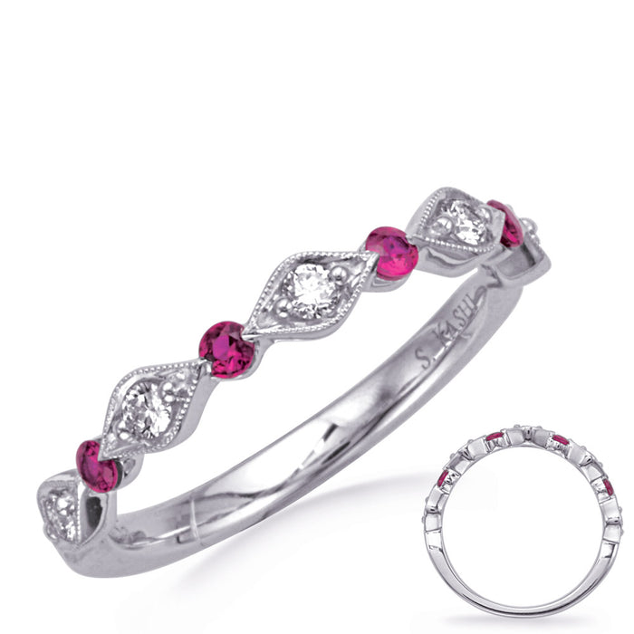 White Gold Ruby & Diamond Ring - C8148-RWG