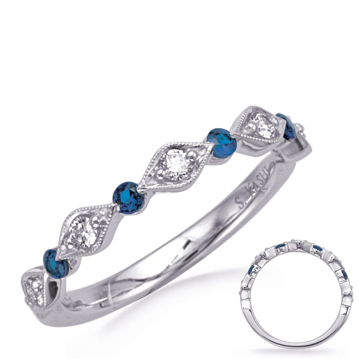 White Gold Sapphire & Diamond Ring - C8148-SWG