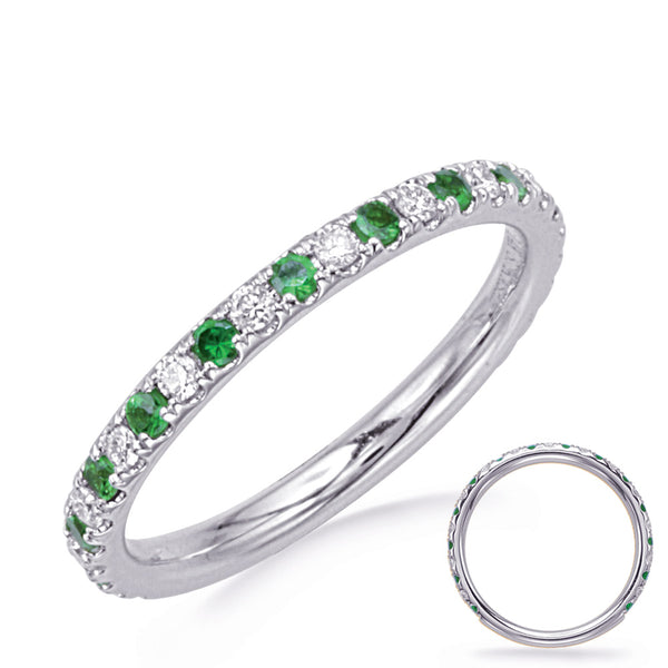 White Gold Green Garnet & Diamond Ring - C8202-GWG